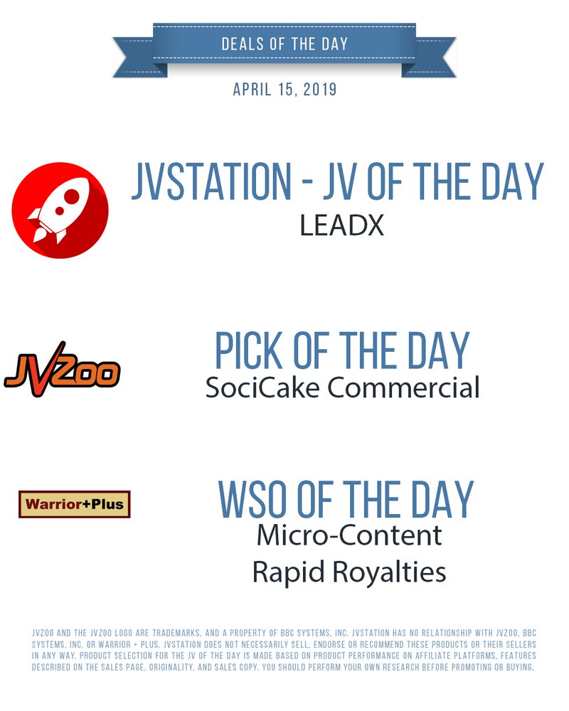 JVs of the day - April 15, 2019