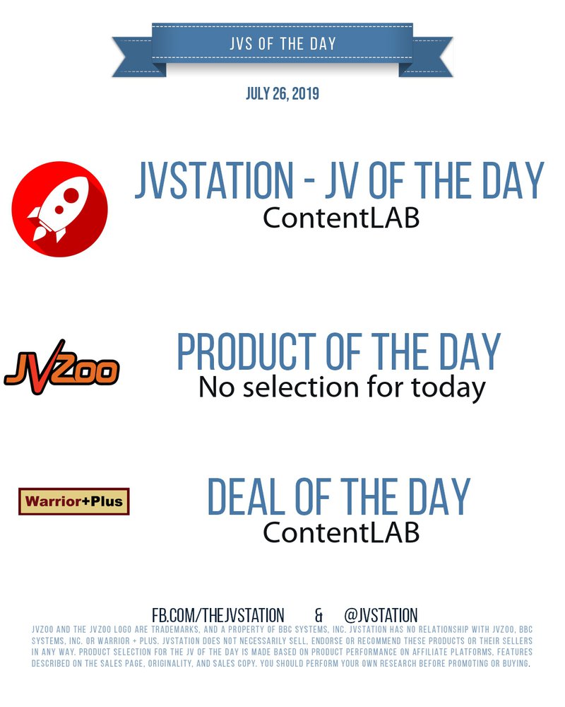 JVs of the day - July 26, 2019