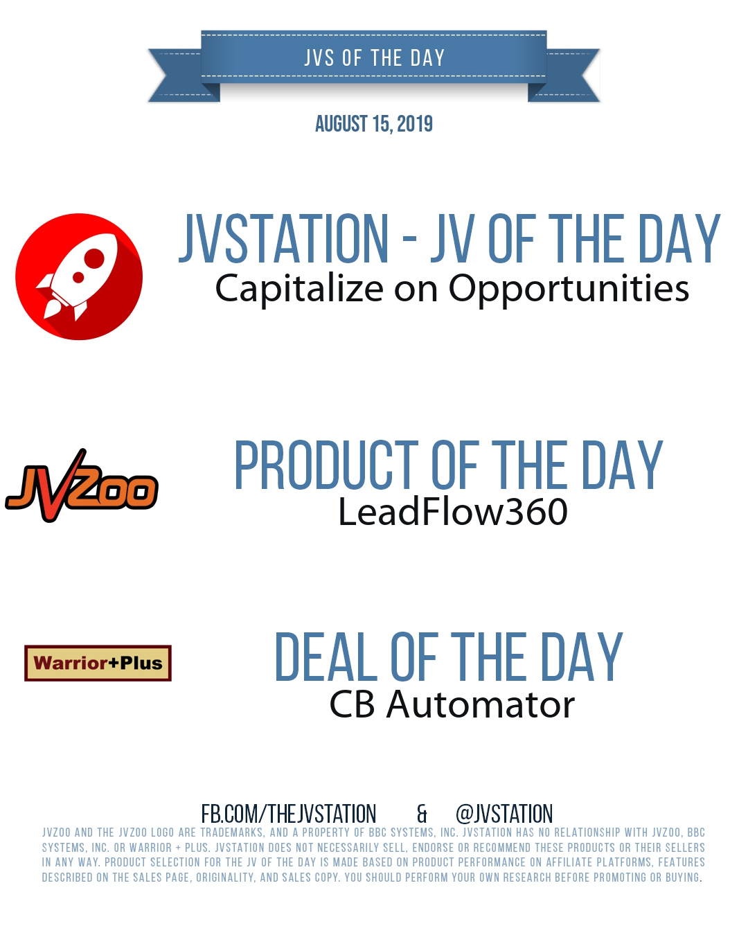 JVs of the day - August 15, 2019