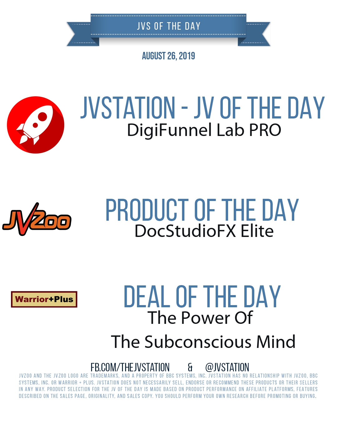 JVs of the day - August 26, 2019