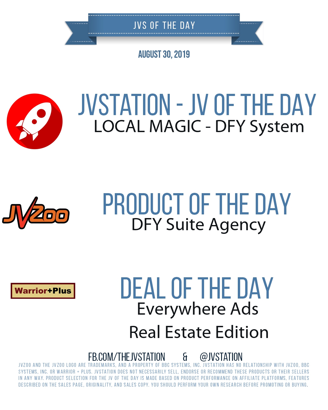 JVs of the day - August 30, 2019