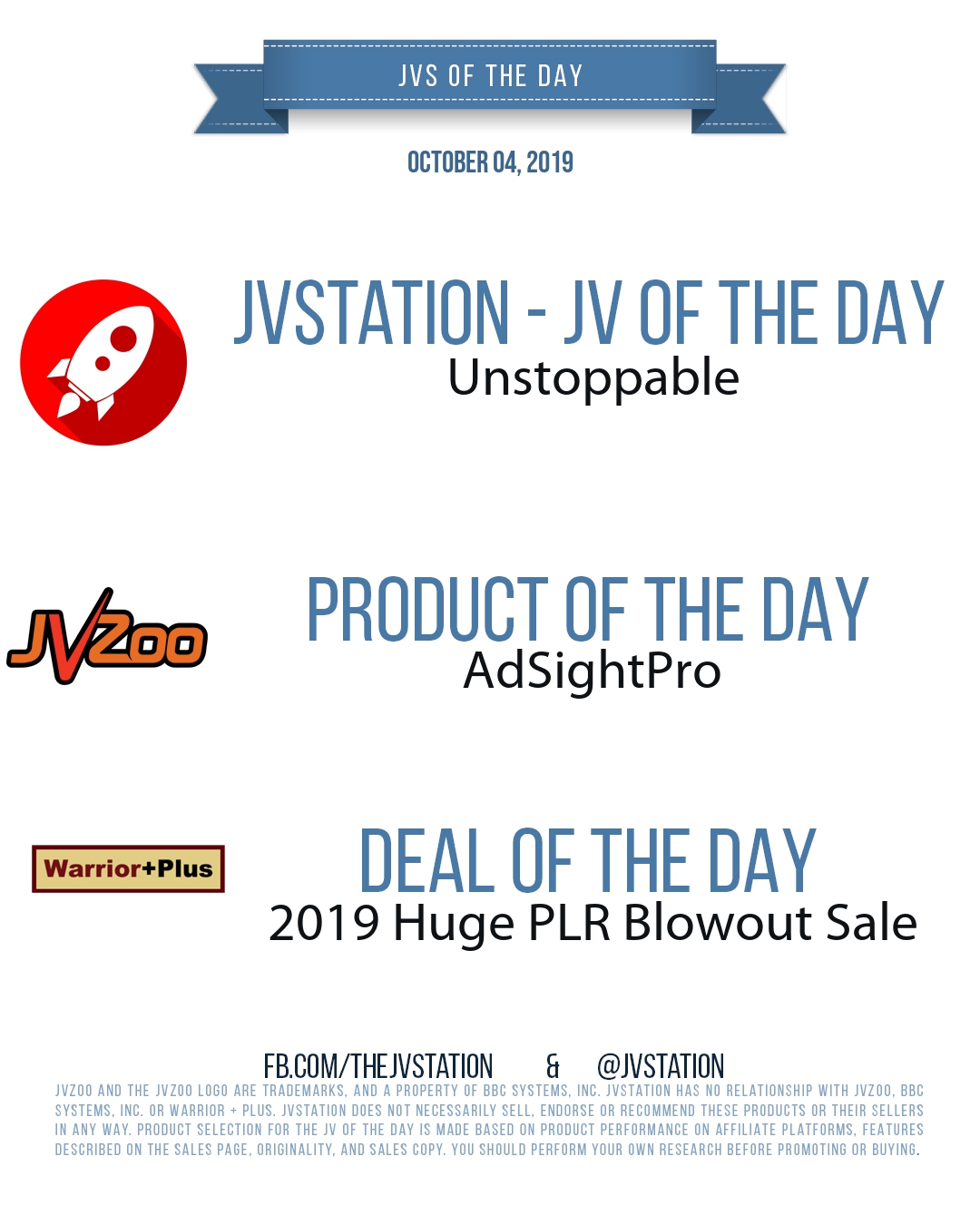 JVs of the day - October 04, 2019