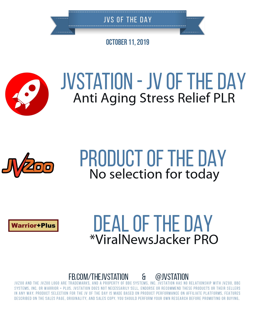 JVs of the day - October 11, 2019