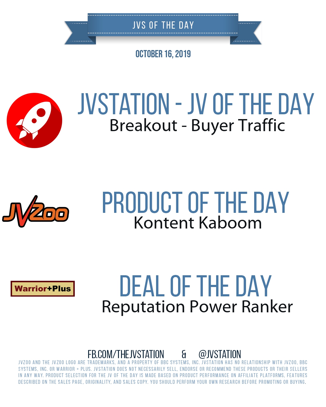 JVs of the day - October 16, 2019