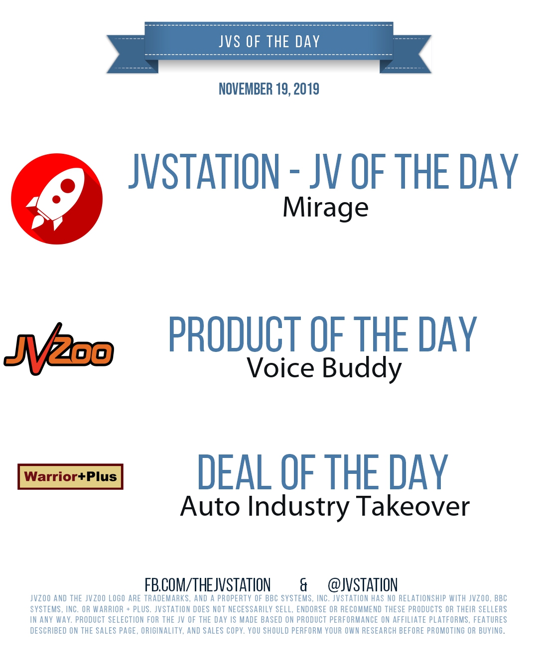 JVs of the day - November 19, 2019