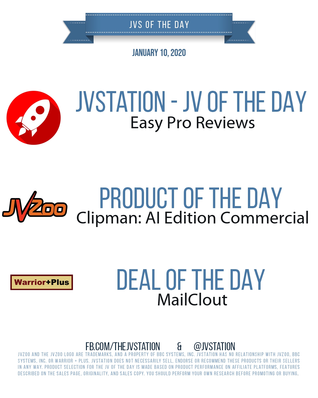 JVs of the day - January 10, 2020