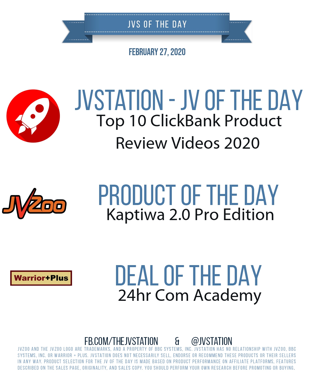JVs of the day - February 27, 2020