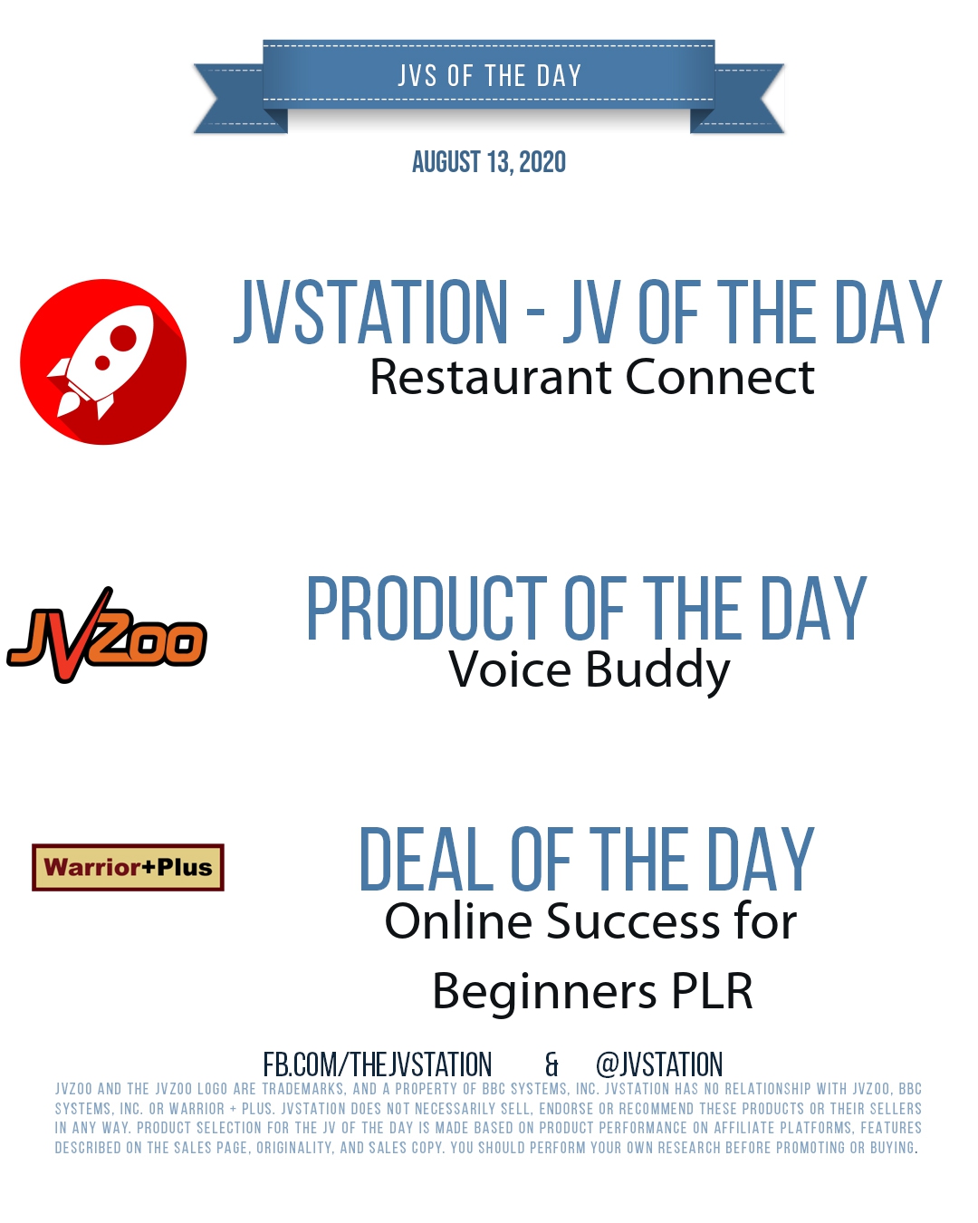JVs of the day - August 13, 2020